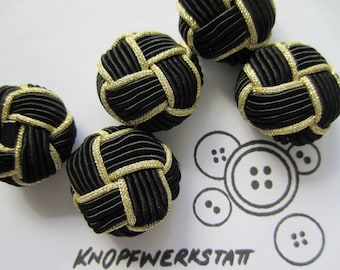 5 trimming buttons 28 mm, buttons, traditional buttons, buttons, sewing button, craft button, metal button, coat buttons, black-gold