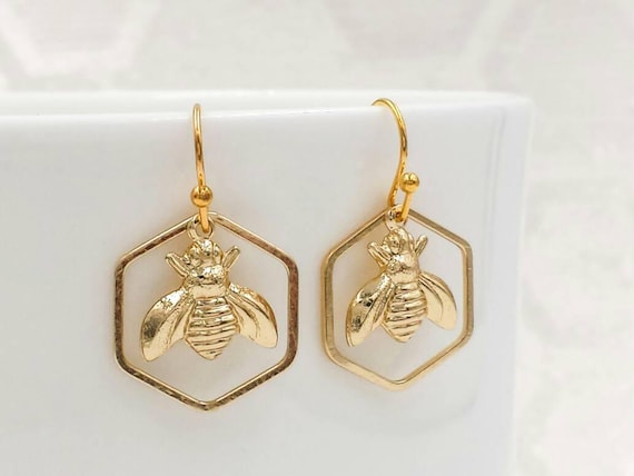 Bee honeycomb earrings hotsell