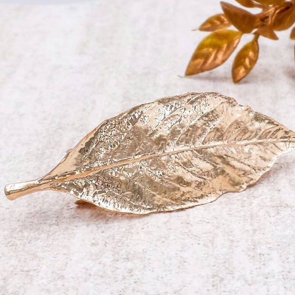 Gold Leaf Barrette Pin, Sliver Leaf Hair Clip, Modern Leaf Hair Accessory,  Nature Forest Woodland Romantic Wedding Everyday Gift for Her