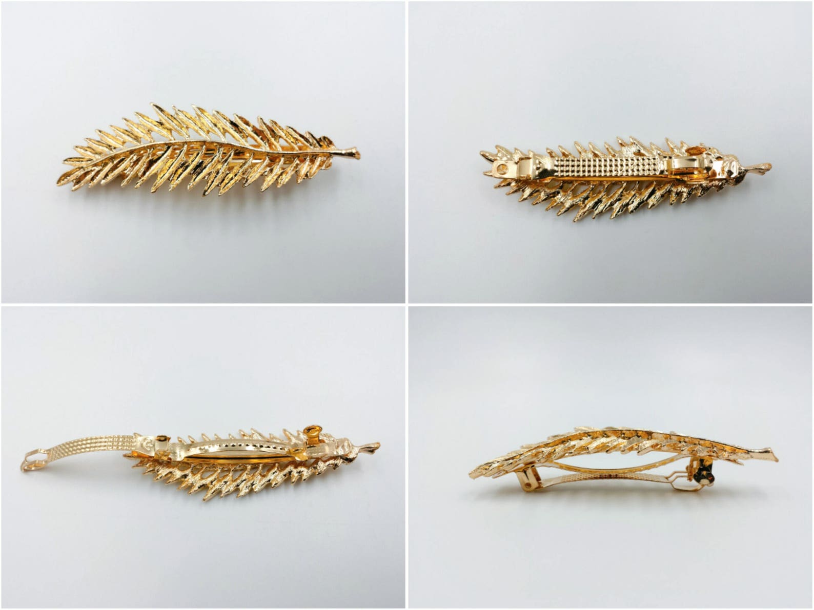 Gold Leaf Hair Pin Gold Leafy Branch Barrette Pin Leaf Hair Etsy