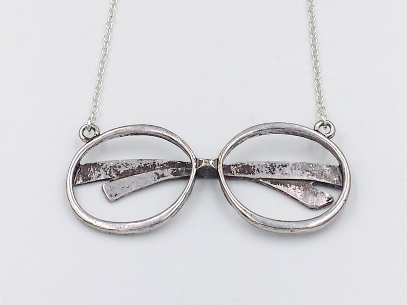 Eye Glasses Necklace Silver Eyeglasses Necklace Reading Etsy