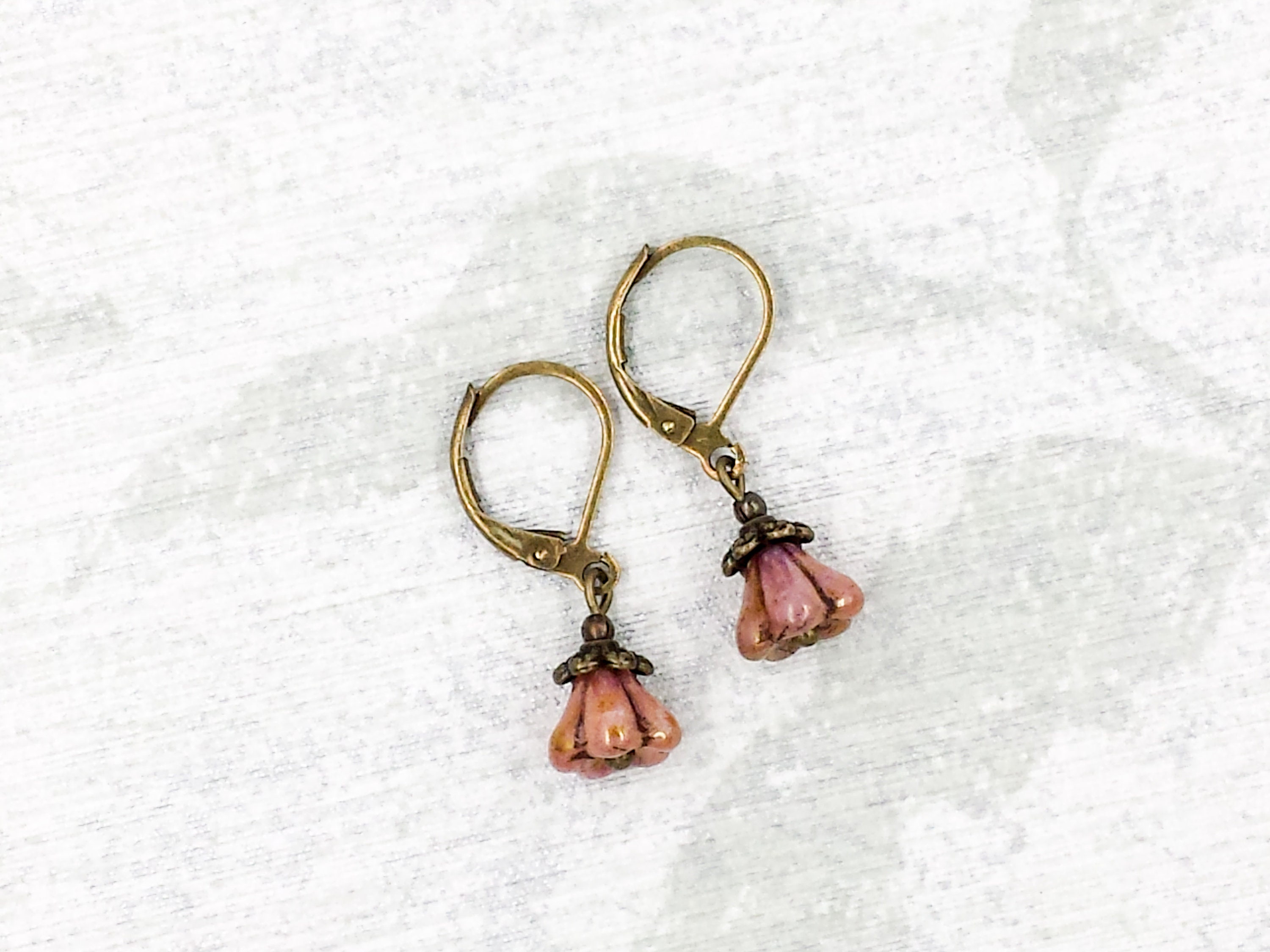 Dainty Shabby Pink Floral Earrings Victorian Jewelry Rustic - Etsy