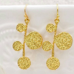 Leaf Branch Earrings Gold Leaf Earrings Eucalyptus Earrings Pond Leaf Woodland Forest Botanical Jewelry Boho Modern Earrings Gift for Women