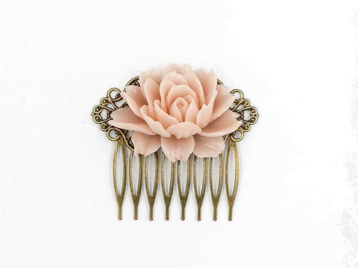 Pink Rose Hair Comb Pale Pink Powder Pink Floral Etsy