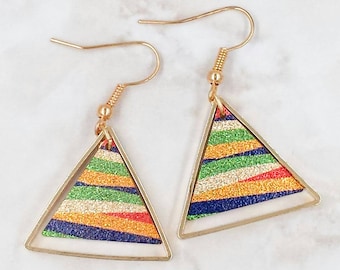 Triangle Earrings, Triangle Dangle Earrings, Gold Triangle Earrings, Boho Chic Bohemian Minimalist Earrings, Geometric Jewelry, Gift for Her