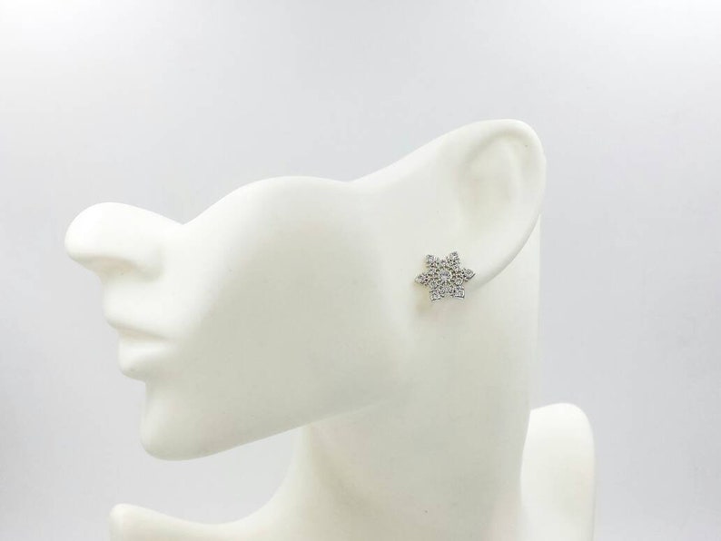 Ag Sterling Ornate Cubic Zirconia Snowflake Drop Earrings main image 0