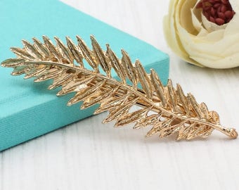 Gold Leaf Hair Pin,  Gold Leafy Branch Barrette Pin, Leaf Hair Clip, Woodland Wedding Bridal Bridesmaid Prom Hair Accessories Gift for Her