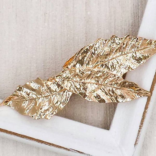 Leaf Hair Pin (2 Colors) Gold Leaf Hair Pin Silver Leaf Hair Clip Leaf Branch Barrette Pin Nature Woodland Hair Accessories Gift for Her