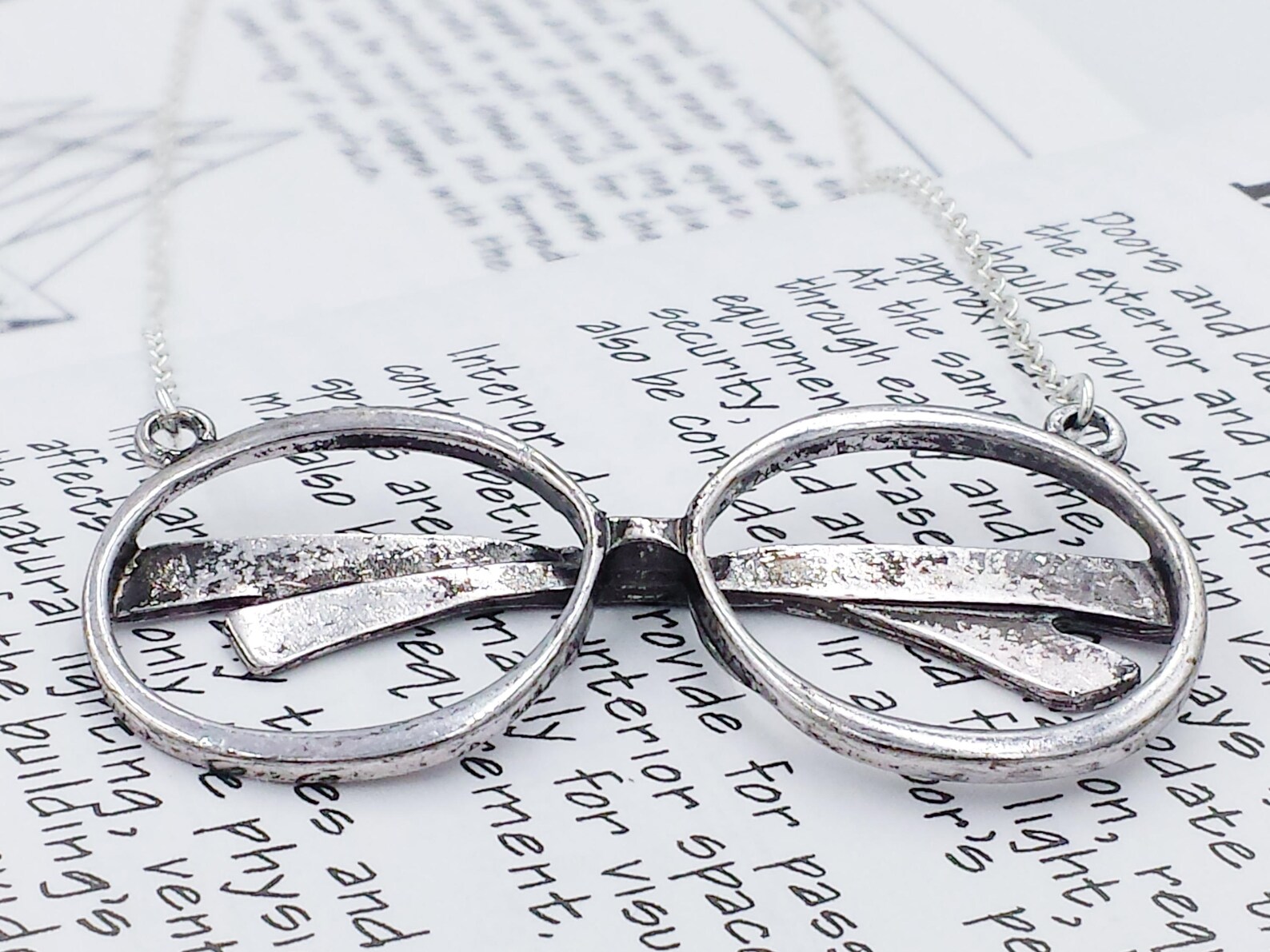 Eye Glasses Necklace Silver Eyeglasses Necklace Reading Etsy