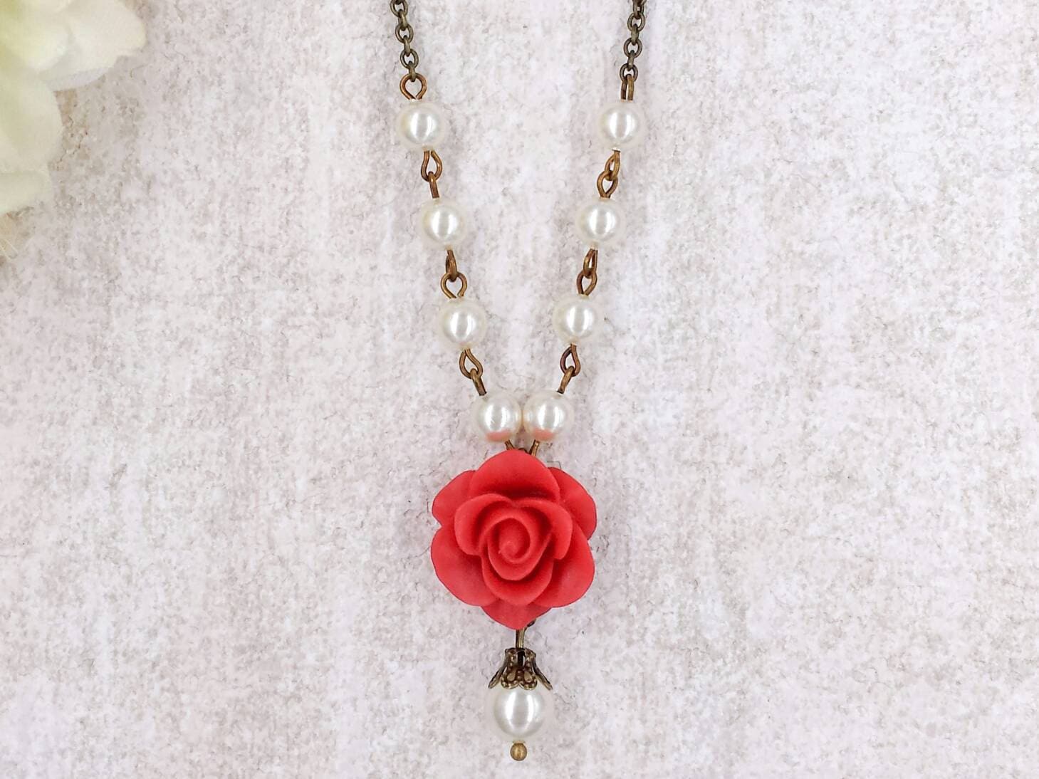 Red cheap rose pendant