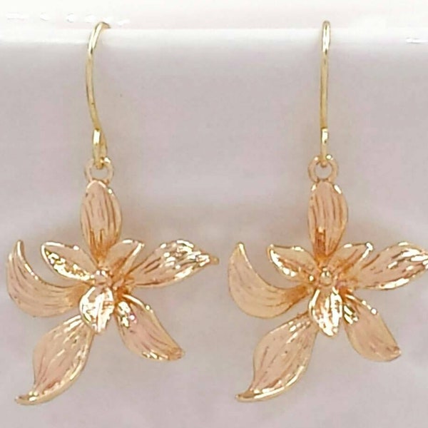 Orchid Earrings Gold Flower Earrings Silver Butterfly Lily Earrings Botanical Garden Floral Everyday Jewelry Birthday Wedding Bridesmaids