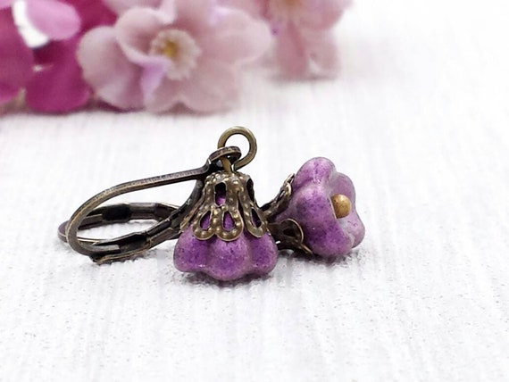 Violet store flower earrings