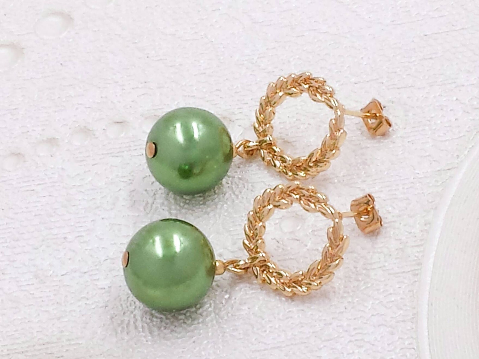 Sage Green Earrings Gold Laurel Wreath Jewelry Eden Green Etsy
