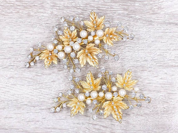 Gold Leaf Hair Clips Gold Hair Pin Headpiece Gold Leaf Hair Etsy