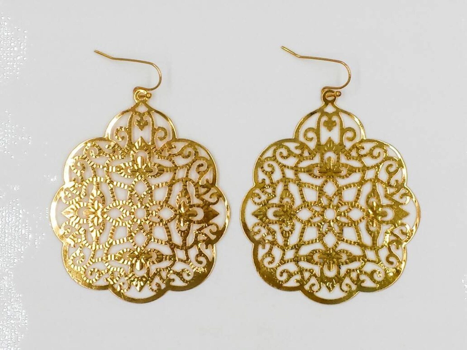 Lace Filigree Earrings Spanish Floral Motif Earrings Big Etsy