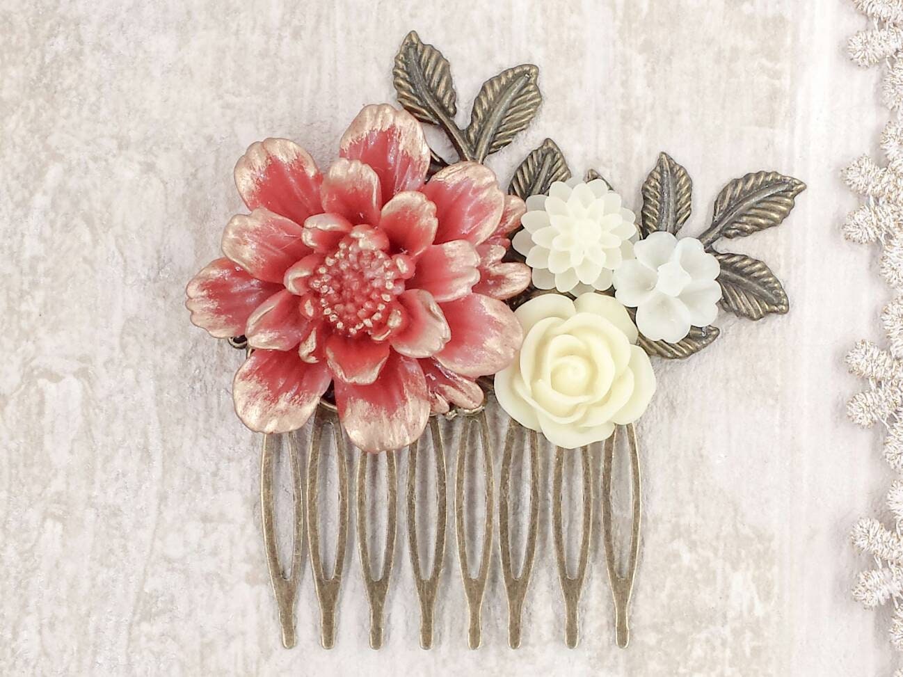 Gerbera Daisy Flower Comb Scarlet Red Floral Comb Red and - Etsy Gerbera Daisy Flower Comb Scarlet Red Floral Comb Red and - Etsy