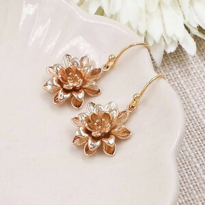 Lotus Flower Earrings 3 Colors Water Lily Earrings Gold Daisy Earrings ...