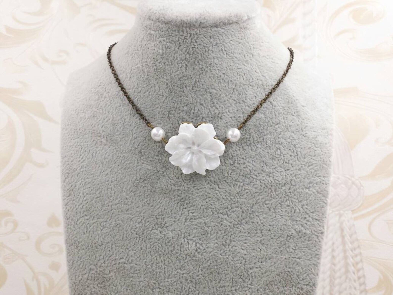 Gardenia Necklace Magnolia Jasmine Flower Necklace Ivory Etsy