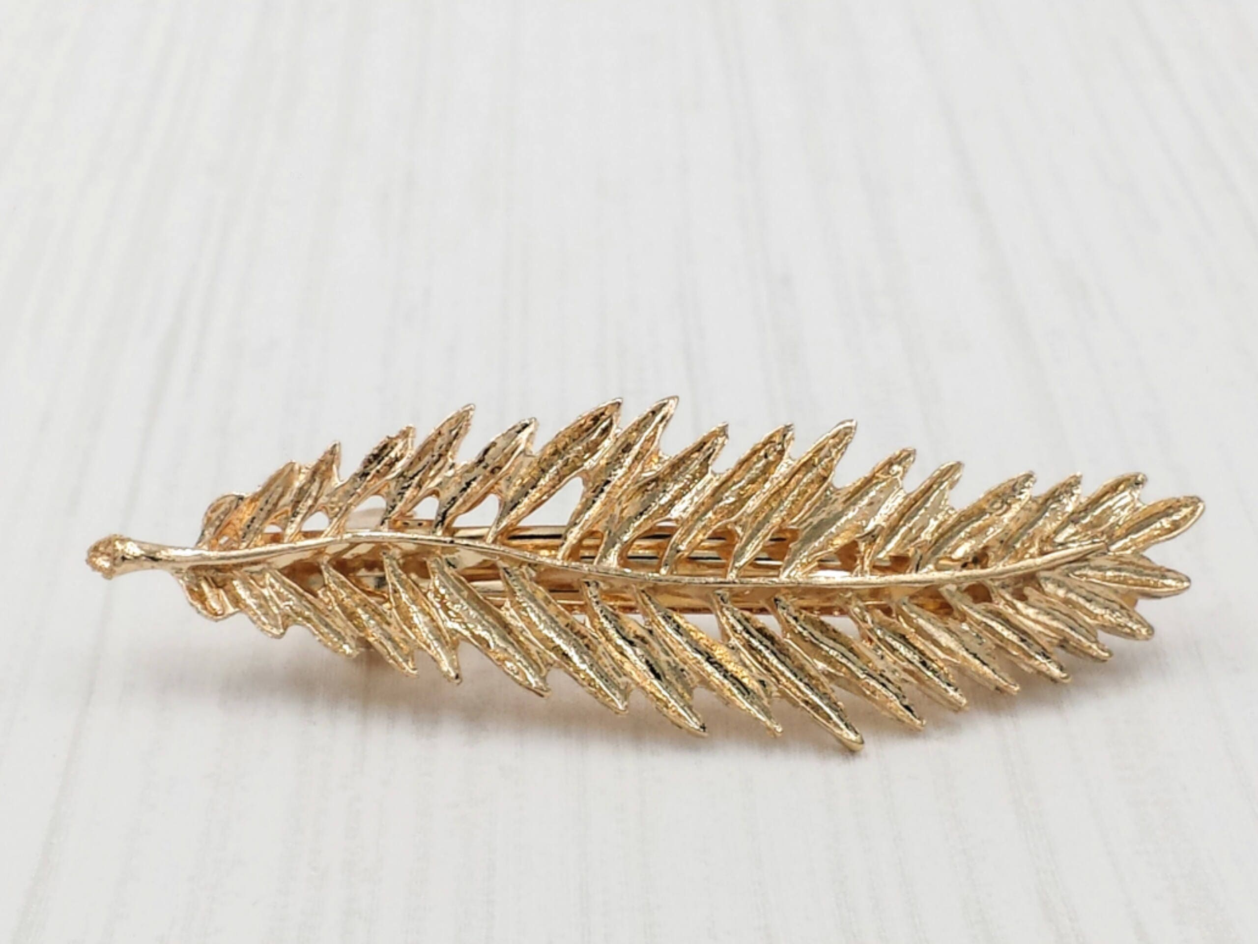Gold Leaf Hair Pin Gold Leafy Branch Barrette Pin Leaf Hair Etsy