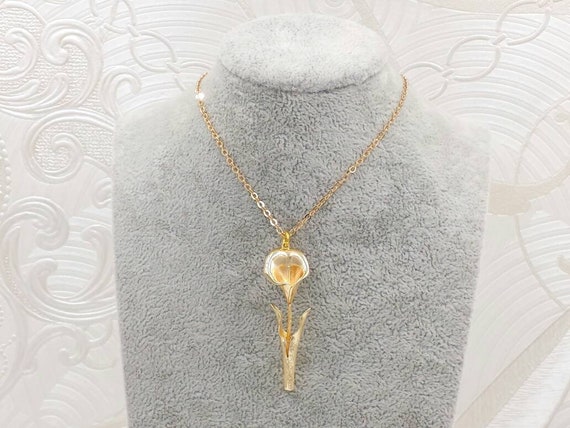 『TAKA ORIGINAL』Calla Lily Drift Necklace Gnoce Classic Sterling Silver Calla Lily Necklace - Gnoce.com