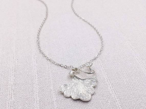 Ginkgo Leaf Necklace 14k Gold Vermeil Handmade Gift of Love Hope Pendant Adjustable Length