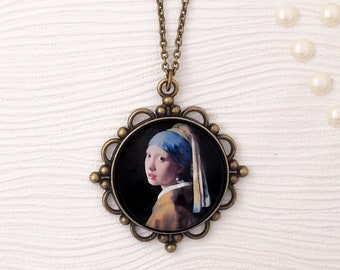 Girl with a Pearl Earring by Johannes Vermeer Pendant Necklace Baroque Art Jewelry Gift