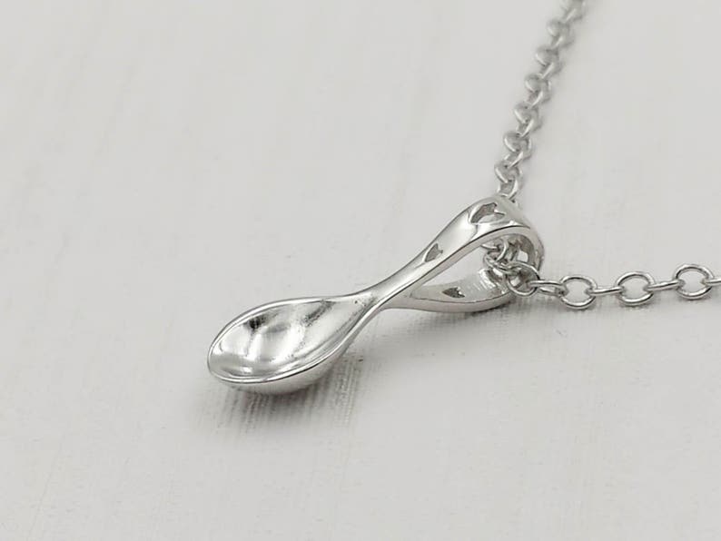 Spoon Necklace Sterling Silver Spoon Dainty Mini Spoon Charm Etsy