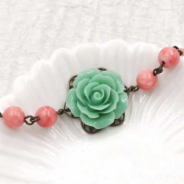 Coral Seafoam Green Etsy