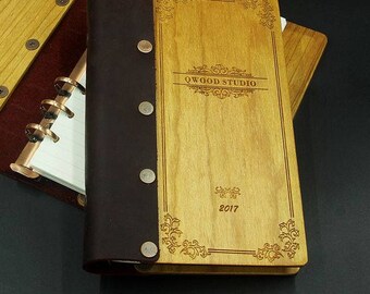 Personalized Wooden Notebook Loose Spiral A6