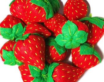 PAWBERRY • strawberry cat toy • cute gift for cat • durable recycled felt • organic catnip or valerian root