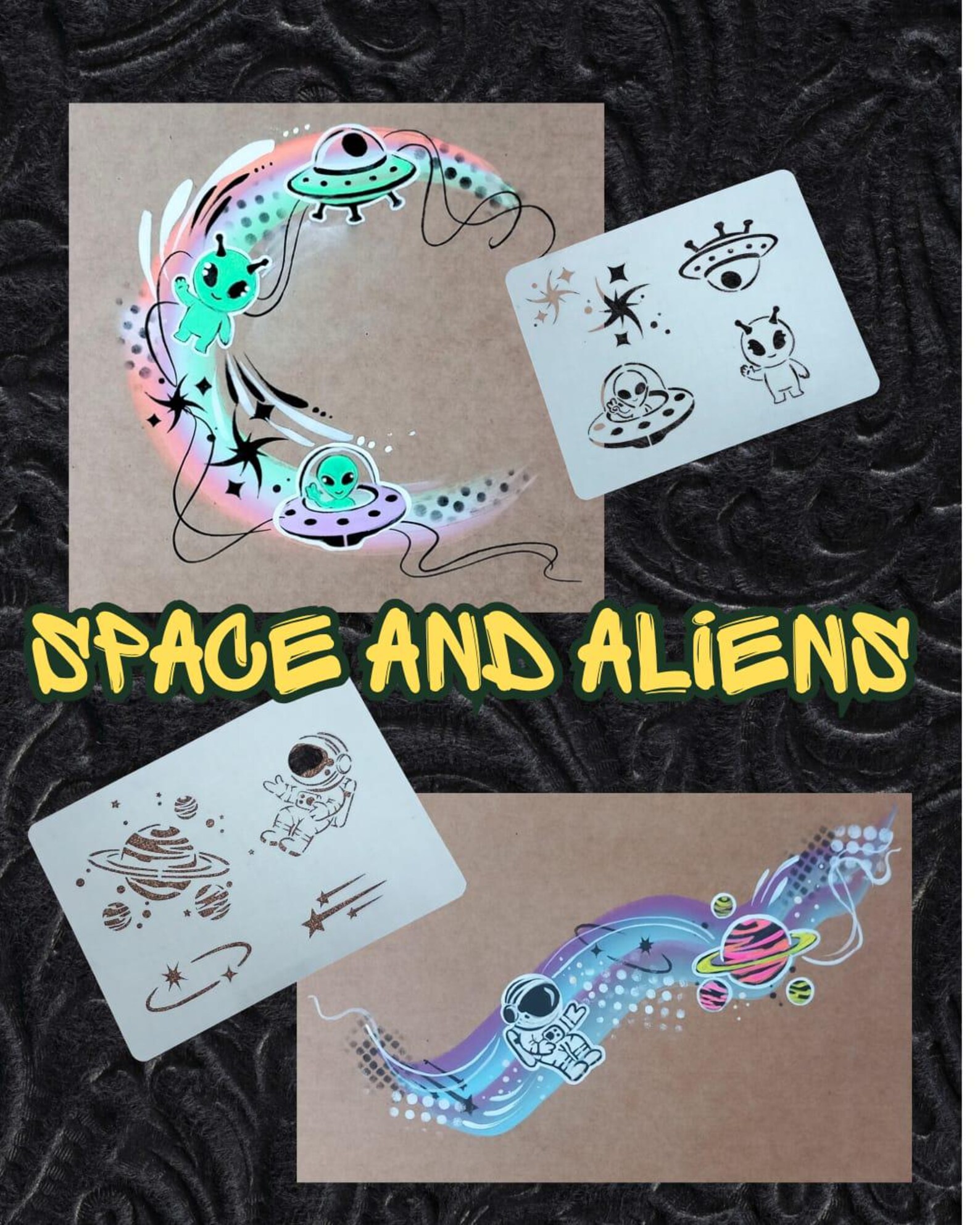 Space Alien Face Painting Stencils | Reusable Stencil Set | UFO Planet ...