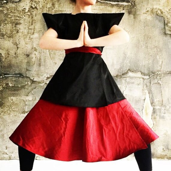 black and red two piece set