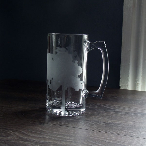 Tree Beer Mug - Etched Glass