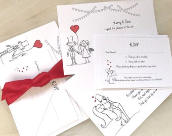 Wedding Invitation Sample Bundle: Ribbon, RSVP, Information Card