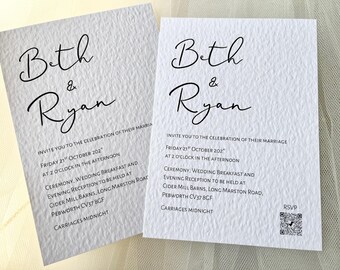 Elegant Wedding Invitation Sample: Hammered Texture, Free Guest Printing