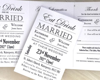 Eat Drink and Be Married Concertina Wedding Invitations - SAMPLE