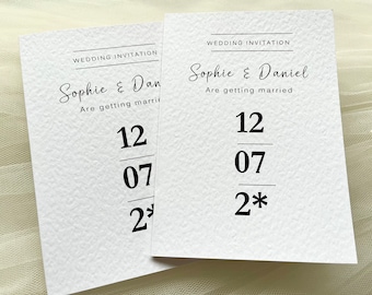 Wedding Invitation Sample: Hammered Card, Free Guest Printing