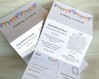 Summer Bunting Concertina Wedding Invitations - SAMPLE