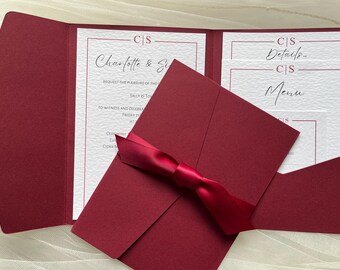 Burgundy Pocketfold Invites – Purity SAMPLE
