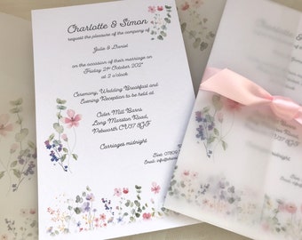 Wildflower Vellum Cover Invites
