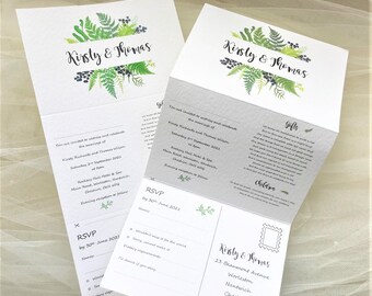 Woodland Fern Concertina Wedding Invitations - SAMPLE