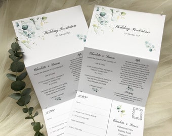 Eucalytus Concertina Wedding Invitations - SAMPLE