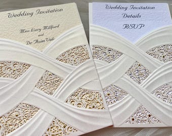 Embossed Filigree Pocket Invitations -SAMPLE