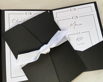 Black Pocketfold Invites – Purity SAMPLE