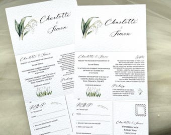 Lily of the Valley Concertina Wedding Invitations - SAMPLE