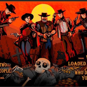 Old western movie poster, commission art, RDR Style portrait, turn yourself into comics character, family digital printable illustration