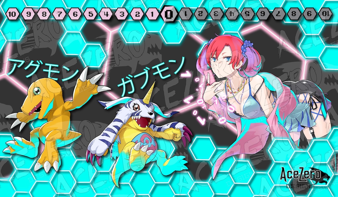 デジモン プレイマット - ノキア アグモン ガブモン - 標準サイズ