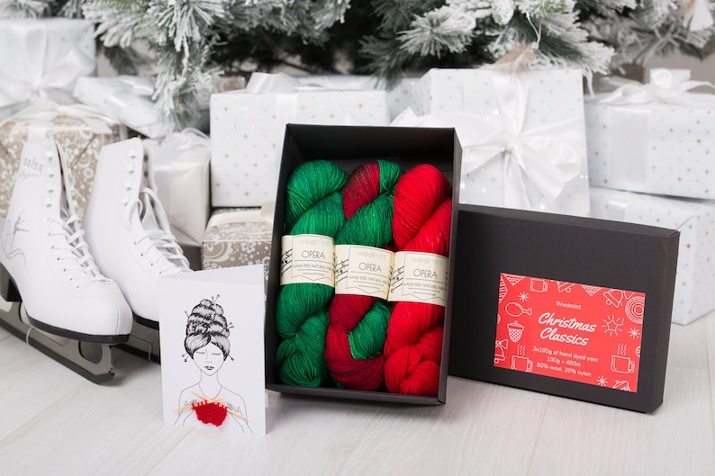 Christmas yarn hand dyed semi-solid sock yarn in special Christmas 2018 colorway Christmas Red holiday yarn