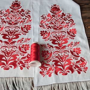 Wedding rusnyk Tree of life, red embroidery, Ukrainian traditional wedding towel, Embroidered wedding ceremonial towel Tree of Life