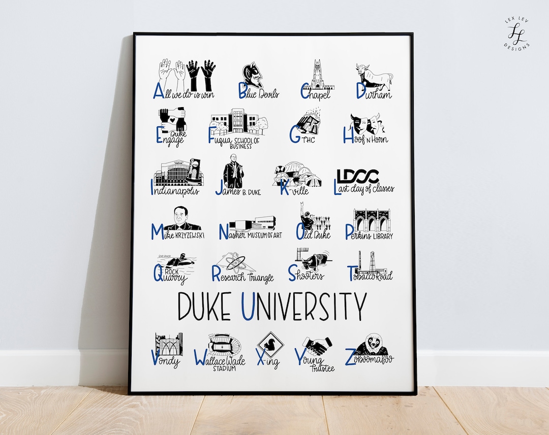 Duke Letterhead Duke University Alphabet Print - Etsy